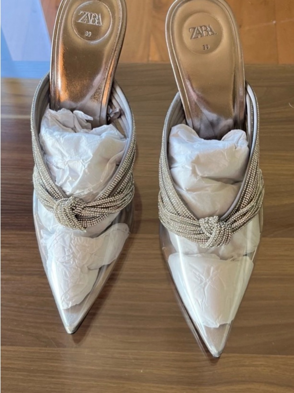 Zara Rhinestone Open Back Heels. Size 8. NEVER BEEN WORN! - Picture 7 of 8